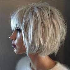 Sari Katli Bob Bombeli Daginik Dalgali Ve Kisa Kut Yandan Gorunum Bayan Degil Kadin Sac Kesim M Short Hair Styles Short Hair Styles For Round Faces Hair Styles