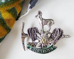Liechtenstein Alpine Hat Pin Liechtenstein Travel Pin Liachtaschta Enamel Pewter Ibex Goat Climbing Ice Axe Climbing Rope Edelweiss Hat Pins Hat Band Bavarian Hat