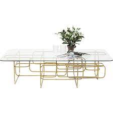this rectangular coffee table with glass top and golden frame makes an impact with its modern elegance glass table coffee table design glass top coffee table