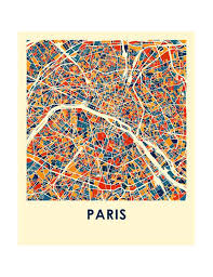 Paris Map Print Full Color Map Poster Etsy In 2020 Paris Map City Map Art Paris Map Print