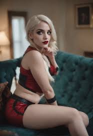 Margot robbie, Harley Quinn, boobs, tits, beautiful tits, red lipstick -  SeaArt AI