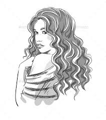 Sketch Of A Girl With Curly Hair Curly Girl Hairstyles Curly Hair Drawing Curly Hair White Girl