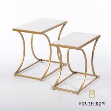Faux white marble/gold medium round wood coffee table set with nesting tables add a modern boho element to your living add a modern boho element to your living room with our unique geometric nesting table set. Bella S 2 Marble Top Accent Tables Gold
