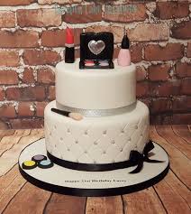 This sweet 13th makeup birthday cake was baked by bebalicious cakes. 2 Tier Makeup Cake Make Up Cake Cake Models Cake