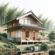 Two-Story Japanese Style Cottage Surrounded by Bamboo Forest and Pond | AI  Art Generator | Easy-Peasy.AI