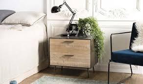 Chevet 2 tiroirs, choix, code promo et livraison, la redoute simplifie votre achat sur internet. Table De Chevet En Sapin Et Metal 2 Tiroirs Ikar