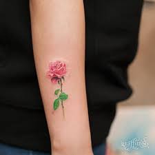 Delicate Color Rose Tattoo Small Rose Tattoo Pink Rose Tattoos Pink Tattoo