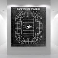 print of vintage arrowhead stadium seating chart seating chart on photo paper matte paper or canvas