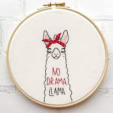 Largest collection of free embroidery designs at annthegran.com. No Drama Llama Hand Embroidery Pattern Bustle Sew