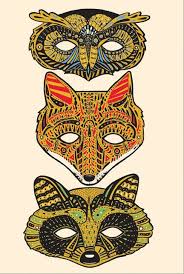 Forest Animal Masks By C Keegan A Great Splash Of Color For Animal Lovers Animal Masks Art Inspiration Art