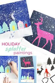 Holiday Splatter Paintings Art Camp Childrens Christmas Crafts Winter Crafts For Kids Camping Art
