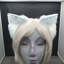 Ears Faux Fur Blue Grey Tail Floppy Dog Puppy Kitten Lappland Folded  Kitsune Wolf Headband Fox Cosplay Arknights Animal Costume Fantasy Sky