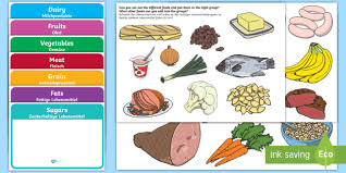 At the food group, we want to make sure you're at the. Food Group Sorting Activity English German Englisch