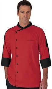 Men S 491759 Red With Black Contrast Chef Coat Red Chef Coats Chef Coat Chef Shirts Chef Wear