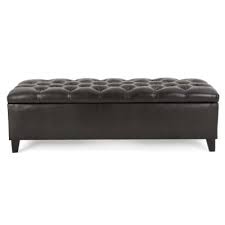 I love the style and color of this bench. Brown Leather Bedroom Benches Bedroom Furniture The Home Depot