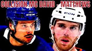 Collision between Auston Matthews and Connor McDavid