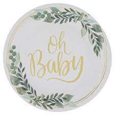 Oh Baby Paper Plates Large Hobby Lobby 1910595 Sage Green Baby Shower Baby Shower Plates Baby Shower Napkins