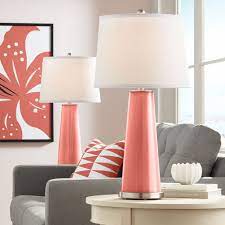 Bring warmth to your bedroom by adding lighting to the space. Color Plus Modern Table Lamps Set Of 2 Coral Reef Glass Tapered Column White Drum Shade For Living Room Family Bedroom Bedside Walmart Com Walmart Com