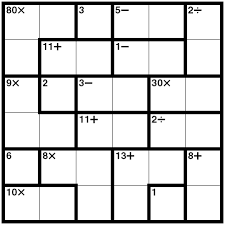 Kenken 6x6 number sense fantastic similar to sudoku but perfect. 10 July 2009 The Hourly Puzzle