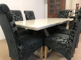 Faux marble dining set for small spaces kitchen 4 table with chairs home furniture, black. Munich 160cm Marble Dining Table And 6 Black Tall Scrollback Chairs Designer Marble