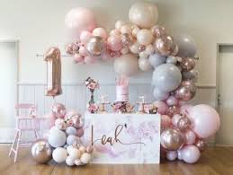 Balloons Decoration Ideas For Birthday Party Jihanshanum 1st Birthday Party For Girls Girl Birthday Themes Gold Birthday Party