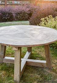 Diy Wood Beam Round Dining Table Round Wood Table Diy Outdoor Table Diy Dining