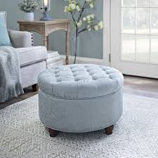 Use This Tufted Ottoman In Your Living Room To Get Storage With Style Round Storage Ottoman Blue Storage Ottoman Storage Ottoman Coffee Table