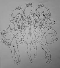 Sailor Daisy, Rosalina and Peach~ (Lineart) by darkskyluna on DeviantArt