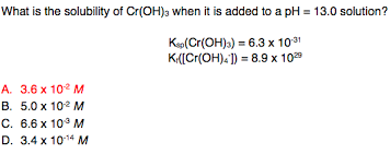 Cr(oh)3 ↔ hcro2 + h2o амфотерный гидроксид. What Is The Solubility Of Cr Oh 3 When It Is Added To Chegg Com