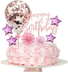Maybe you would like to learn more about one of these? Buy Rose Gold Happy Birthday Cake Topper Set Of 11 Paper Fans Confetti Balloon Shiny Stars Birthday Party Decorations Supplies For Girl Kids Women Party Decor Baby Shower Online In New Zealand