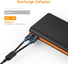 I have a few of these now to share in the family. Easyacc Powerbank 20000mah Externer Akku Mit 4 Output 2usb 2type C Dual Eingang Micro Type C Ladegerat Mit Taschenlampe Fur Iphone Samsung Huawei Ipad Und Mehr Schwarz Orange Amazon De Elektronik Foto