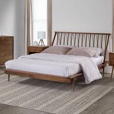 Manor Park Boho Mid Century Modern Wood Queen Spindle Bed Multiple Finishes Caramel Modern Queen Bed Frame Spindle Bed Queen Bed Frame