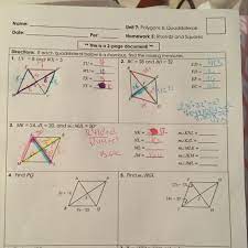 Jajumonac +5 eddibear3a and 5 others learned. Name Unit 7 Polygons Amp Quadrilaterals Homework 5 Rhombi And Squares Per Date 2 5 Cd Brainly Com