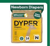 DYPER - Newborn Diapers Size 0 (34Count) - Plant Based Disposable Diapers  for Day and Overnight Premium Leak Protection, Skin-Friendly Comfort with  ...