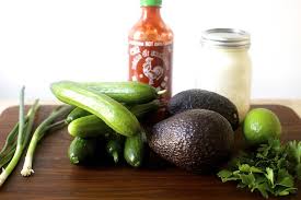 For the fish taco sauce, all you need is sour cream, mayo, lime juice, garlic powder and sriracha. Obsessively Good Avocado Cucumber Salad Smitten Kitchen