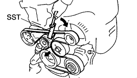 Loosen the mounting bolts on the alternator, remove the old belt, replace with the new belt, slightly tighten the top mounting bolt, pull the alternator up until the belt is tight or if there is an adjustment bolt, crank down until tight (shouldn't. I Have A 2002 Toyota Camry And I Am Trying To Loosen The Tensioner I Am At A Loss As To Were The Tensioner Adjustment