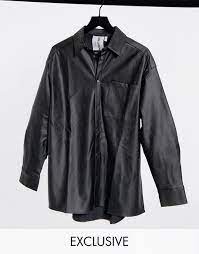 Collusion Unisex Oversized Pu Shirt In Black Asos In 2021 Shirts Leather Shirt Clothes