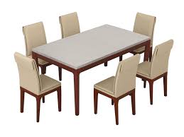 Buy Terrene 6 Seater Dining Table Set In Beige Godrej Interio