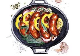 Watercolor Food Clipart Sausage Casserole In A Cooking Pot Food Clipart Food Watercolor Food