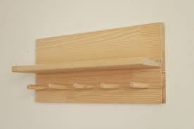 Shelf With Hooks, Wooden Peg Rail, Towel Rack