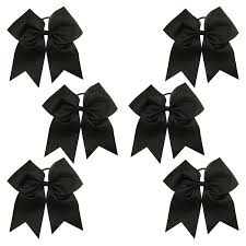 Large grosgrain ribbon bow with clip big hair accessorie for girls kids uk stock. 6 Black Cheer Bows Large Hair Bow With Ponytail Holder Cheerleader Pon