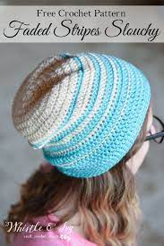 Women S Faded Stripes Slouchy Hat Crochet Pattern Slouchy Hat Crochet Pattern Crochet Hats Crochet Slouchy Hat