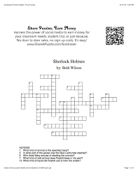 This Is My Crossword Puzzle That I Created Using Clues From Various Sherlock Holmes Stories Sherlock Holmes Stories Puzzle Maker Crossword Puzzle Maker