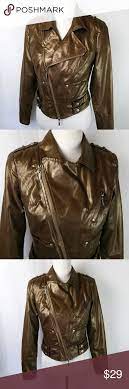 Bisou Bisou Metallic Copper Faux Leather Jacket Leather Jacket Faux Leather Jackets Leather Moto Jacket Womens