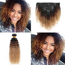 This kinky curly hair clip in are fun for girls who want to add a temporary touch to their natural hair hair can be cut, straightened, curled, colored and washed just like their natural hair!!! Ombre Afro Kinky Curly Clip In Human Hair Extensions 1b 4 27 120g