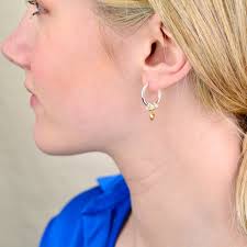 Sterling Silver and Gold Sweetie Heart Hoop Earrings, Gold and Silver  Hoops, Gold and Silver Heart Drop, Silver Heart Hoops,mixed Metal Hoop