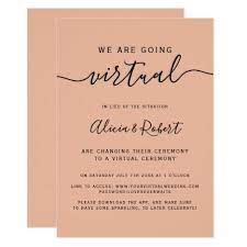 Modern Simple Black Peach Font Virtual Wedding Invitation Zazzle Com Wedding Invitation Styles Wedding Invitation Trends Black Peach