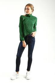 Kadin Yesil Regular Yarim Bogazli Kazak Kazak Kombinleri Triko Kazak Tr Fashion Normcore Style