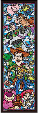 This is a bold 1500 piece puzzle, in a stained glass style, of the most famous disney villains featuring maleficent, ursula and the evil queen in snow white and the seven dwarfs. Tenyo Disney Toy Story Stained Glass Puzzle 456 Pieces Puzzle Puzzles Sanity