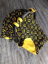 This Black And Yellow Batman Themed Infant Car Seat Canopy Makes The Perfect Baby Shower Gift These Cotton Mater Baby Car Seats Baby Carseat Canopy Car Seats